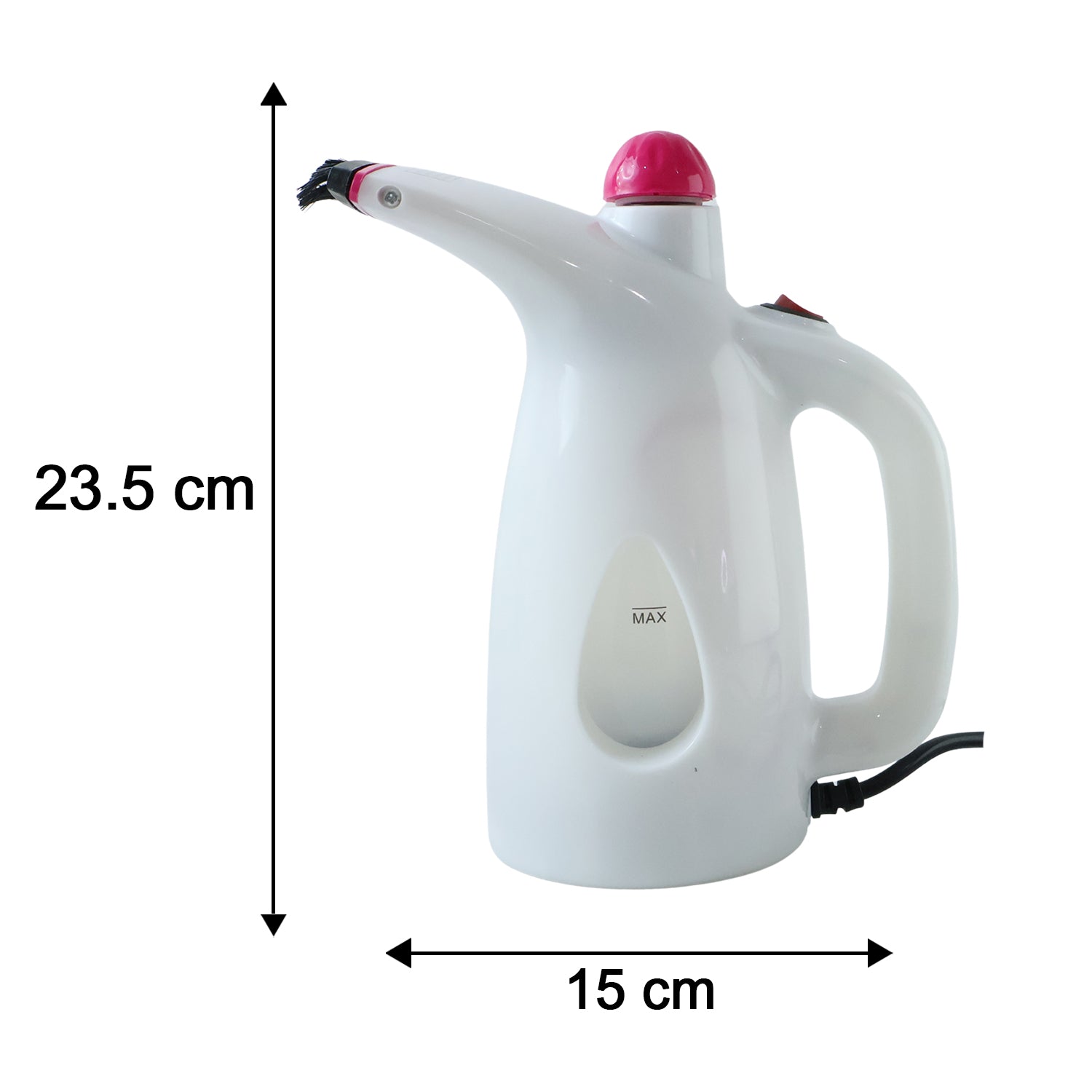 Size comparison of portable garment steamer with 200ML capacity