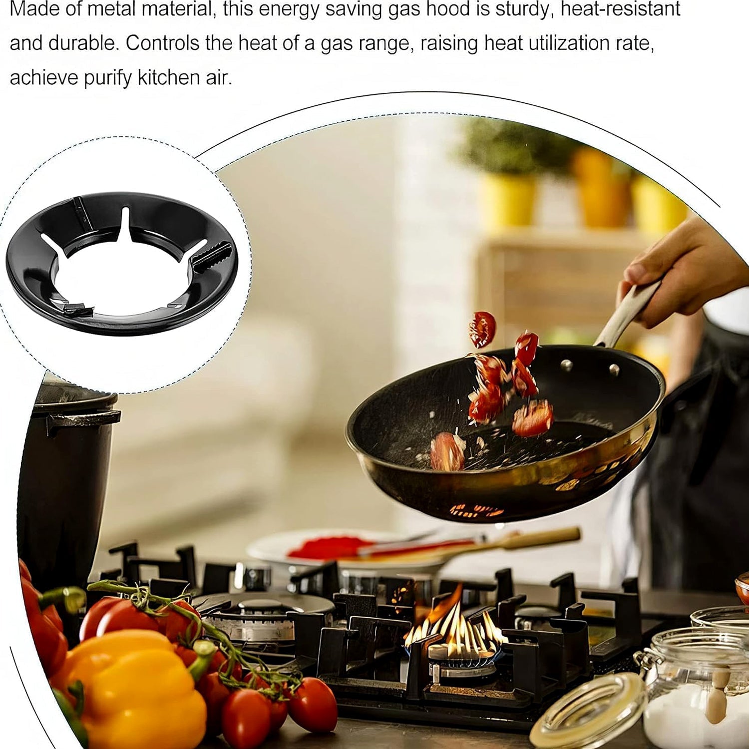 Side view of heat-resistant gas stove flame protector ring