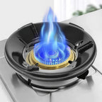 Detailed view of gas stove flame protector ring protecting stove surface