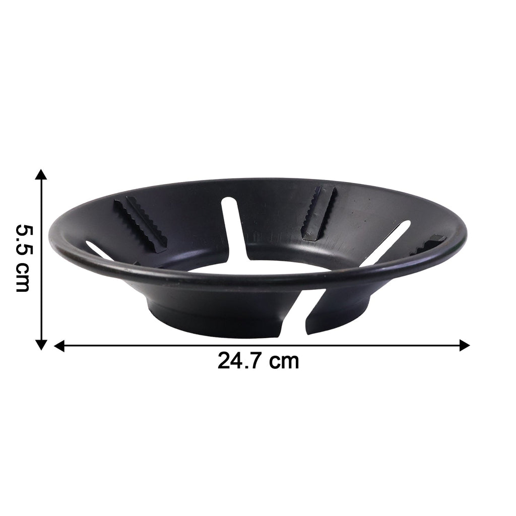 Closeup of durable gas stove flame protector ring showing corrosion resistance