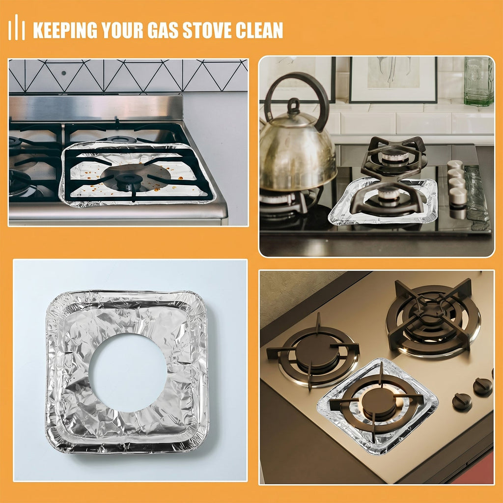 Stacked aluminium gas stove protector covers in disposable set