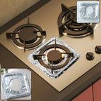 Close-up of aluminium gas stove protector cover on burner