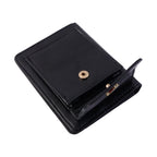 Card holder wallet designed for multiple card slots and snap button closing