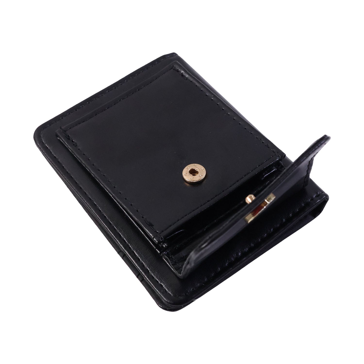 Card holder wallet designed for multiple card slots and snap button closing