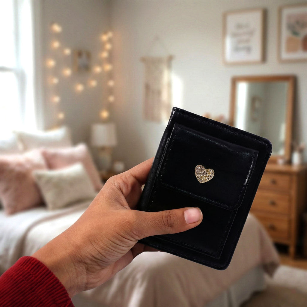 Minimalist compact card holder wallet with snap button