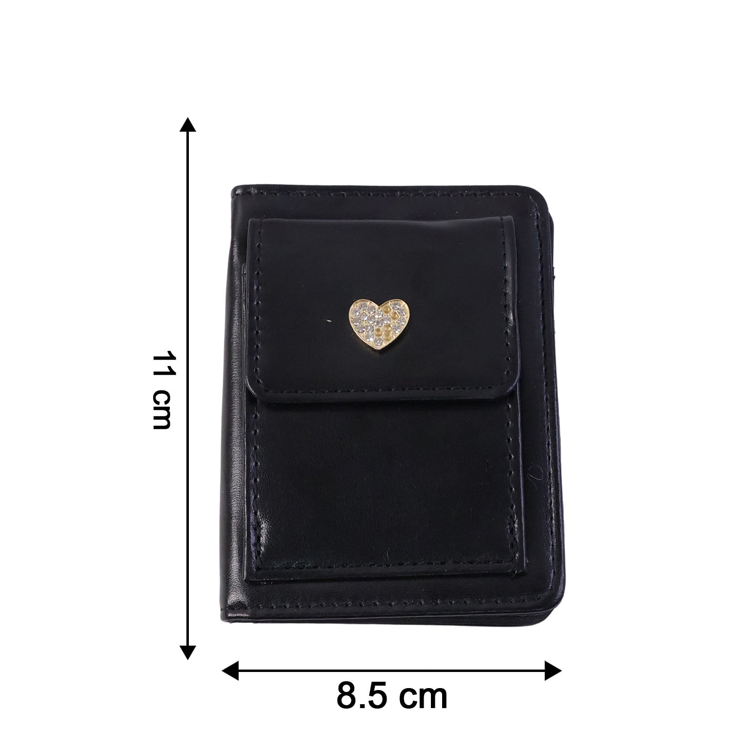 Size comparison of compact snap button card holder wallet