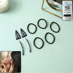Multipurpose hair accessories set with pins, rubber bands, and clips