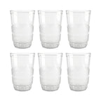Empty row of Janta drinking glasses with frosted grip set
