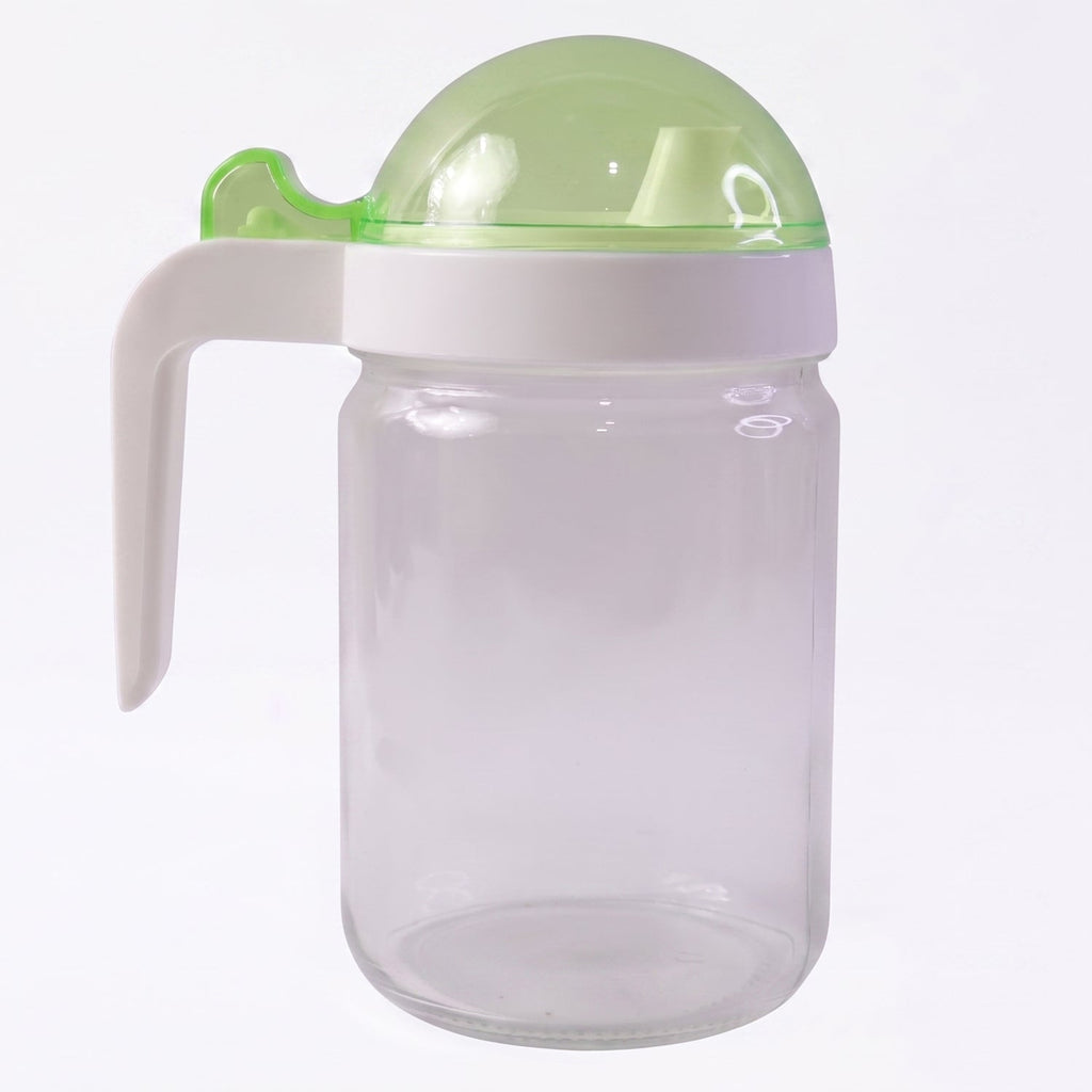 Elegant glass oil container with leak-proof lid