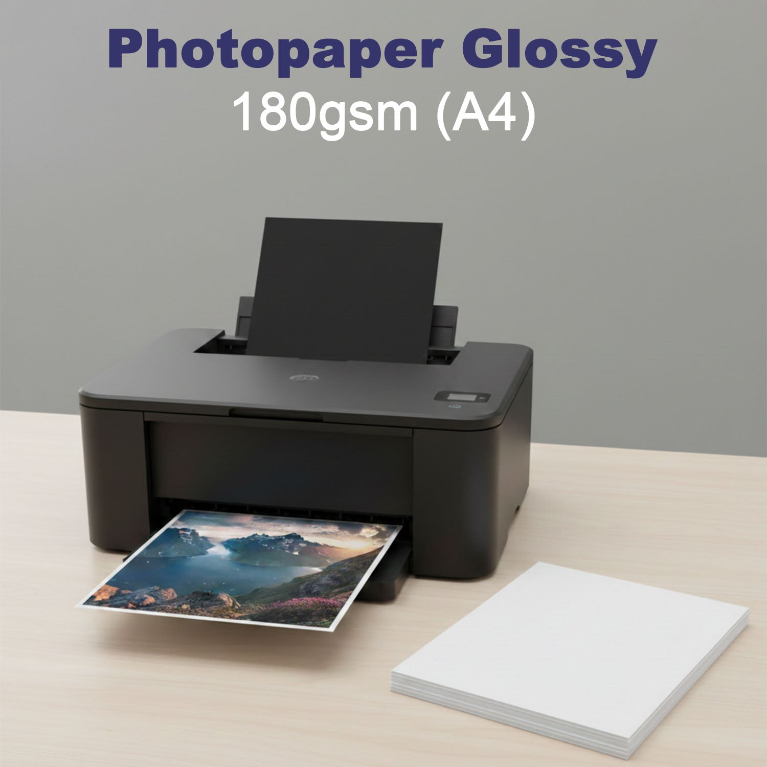 Glossy photo paper sheets showing bright vibrant color output