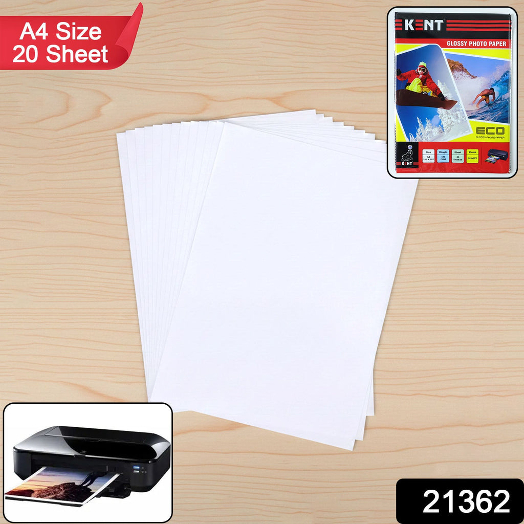 Close-up of A4 glossy photo paper sheets stack