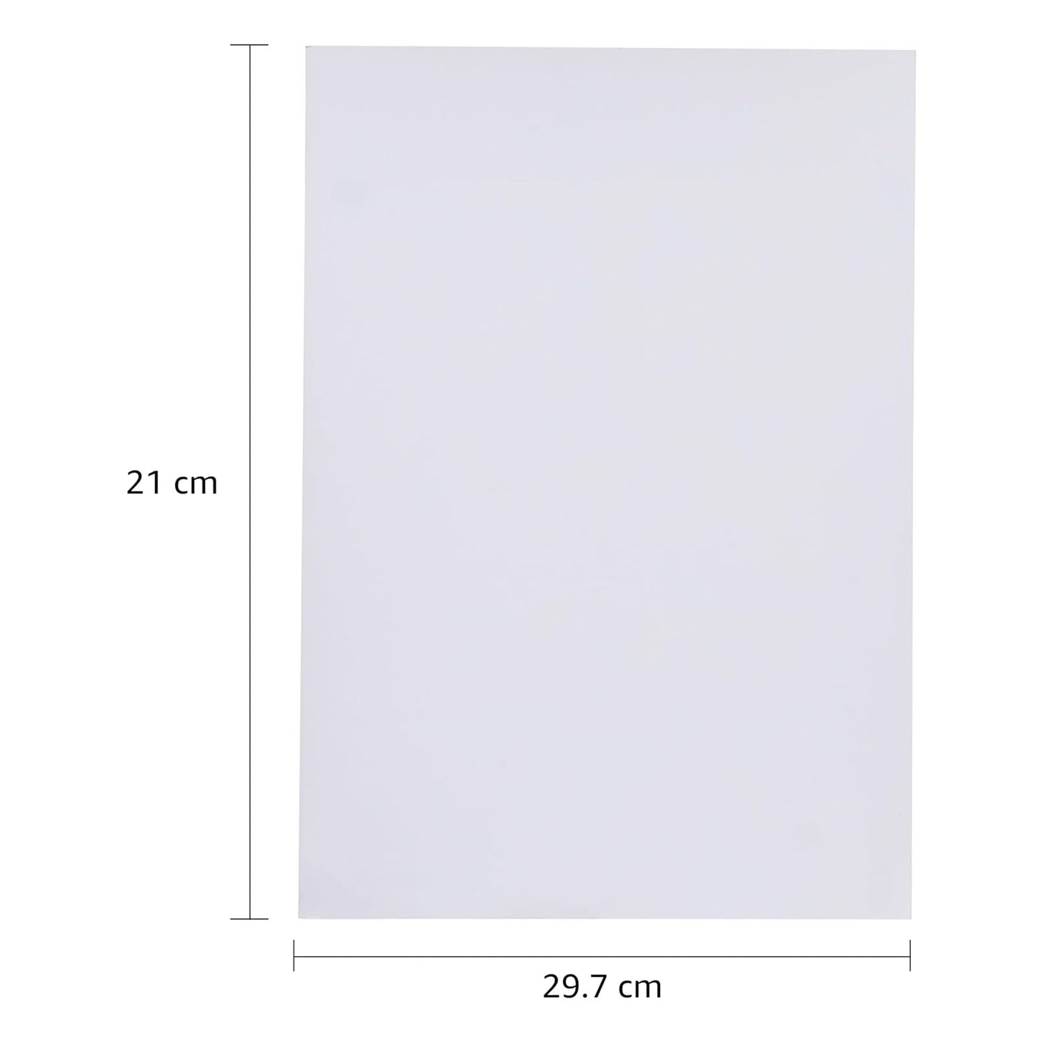 Measurement guide showing A4 size glossy photo paper dimensions