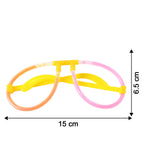 Size overview showing length and breadth of glow party glasses