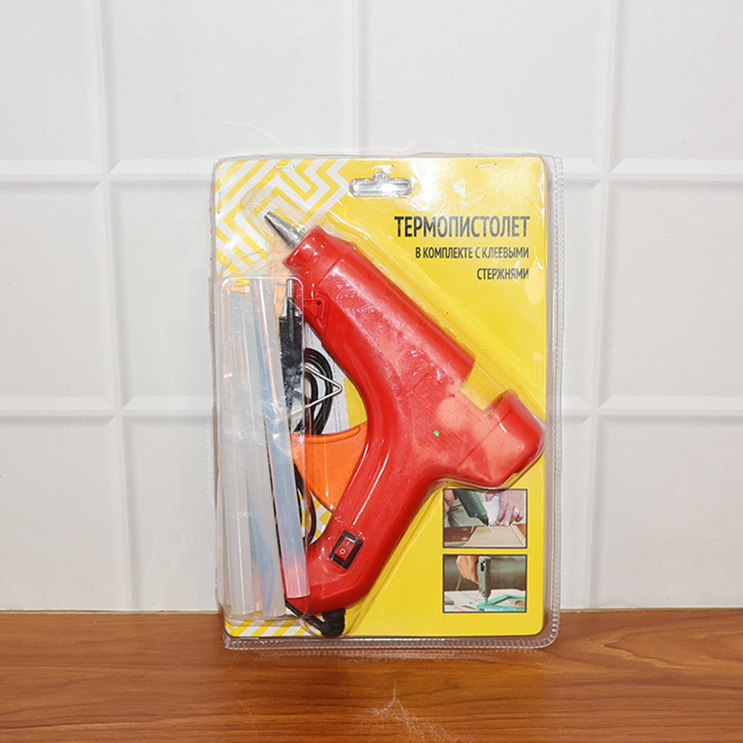 Portable and durable 20W hot melt glue gun in use for DIY projects
