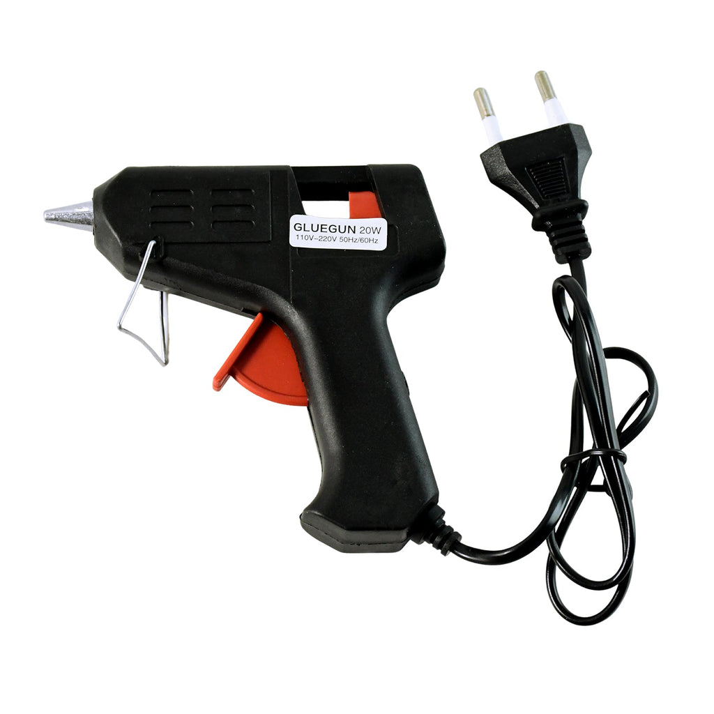 Hot melt adhesive gun featuring metal anti-drip nozzle for precision