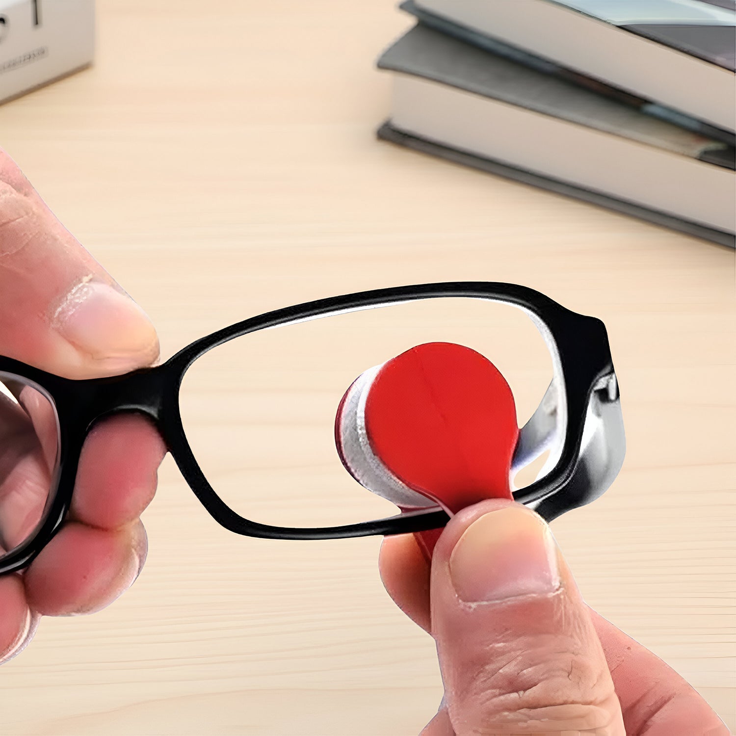 Compact portable eyeglass lens cleaner tool with double-sided microfiber pads