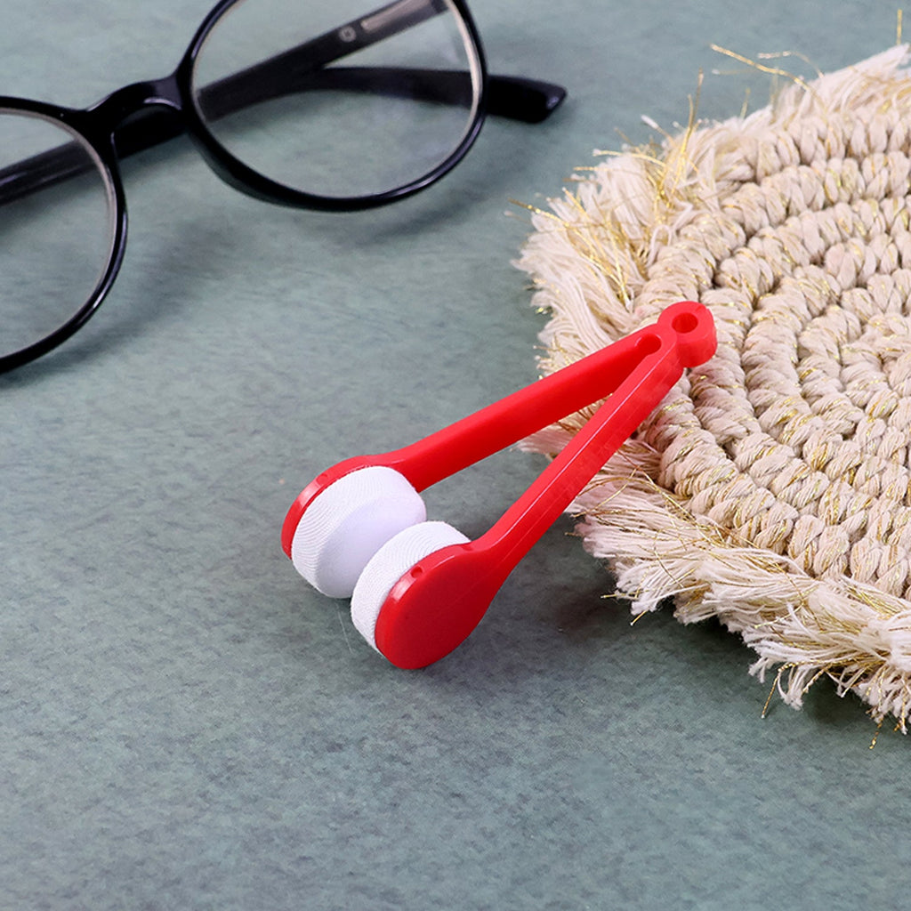Eyeglass cleaning tool showing microfiber pads for effective dust and smudge removal