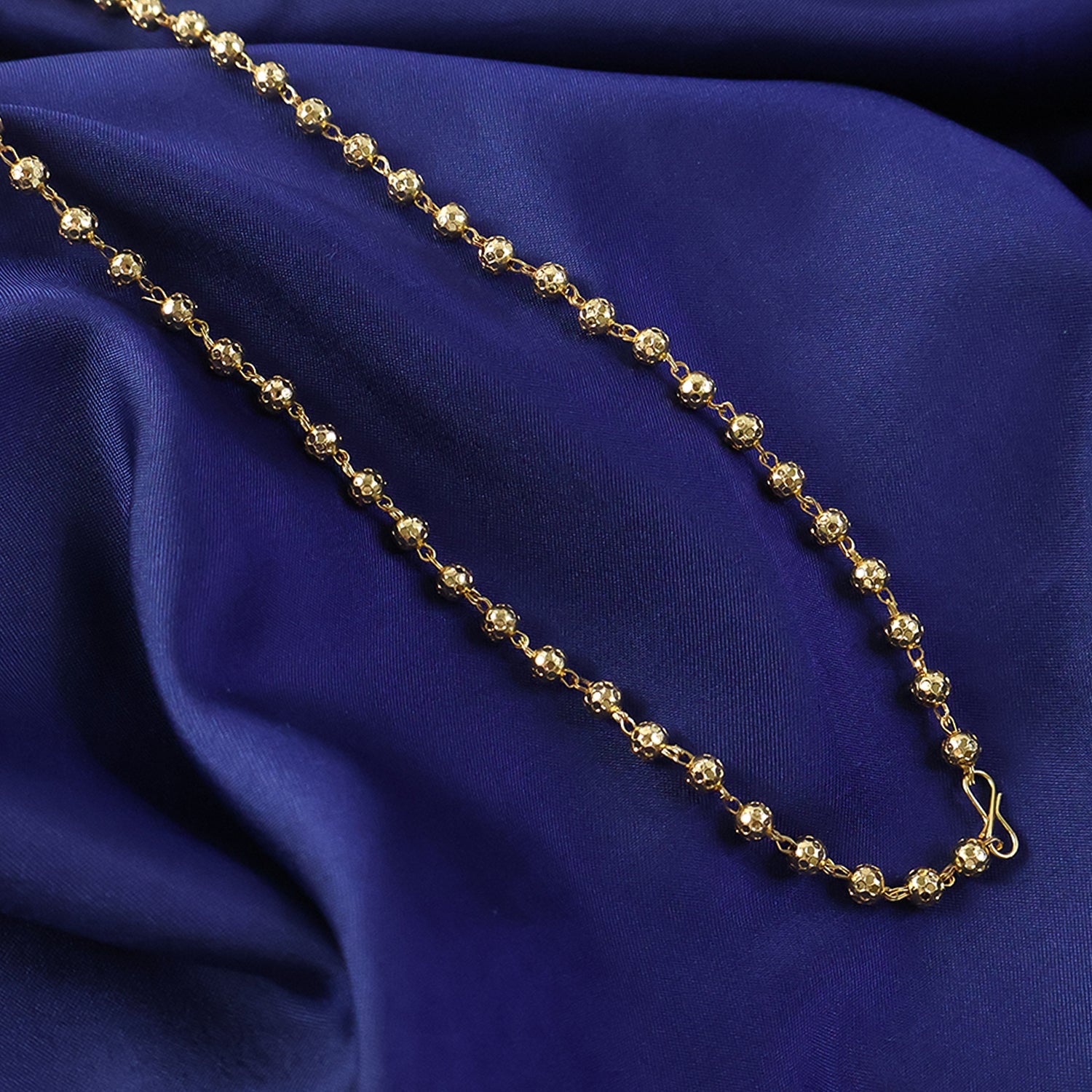 Festive gold tone pearl-like bead necklace perfect for traditional wear