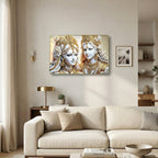 Decorative wall art frame with Radha Krishna for temples and homes