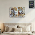 Golden Radha Krishna wall art frame for spiritual home decor