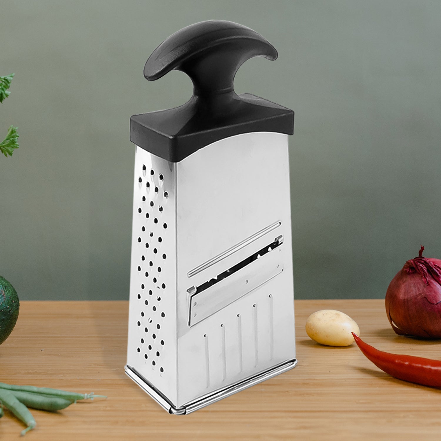 Stainless steel multipurpose kitchen grater and slicer tool