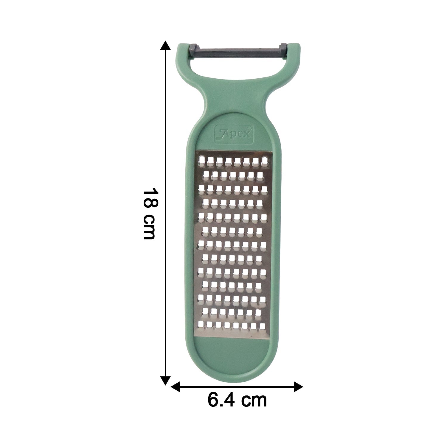 Multipurpose vegetable peeling and grating kitchen tool in use