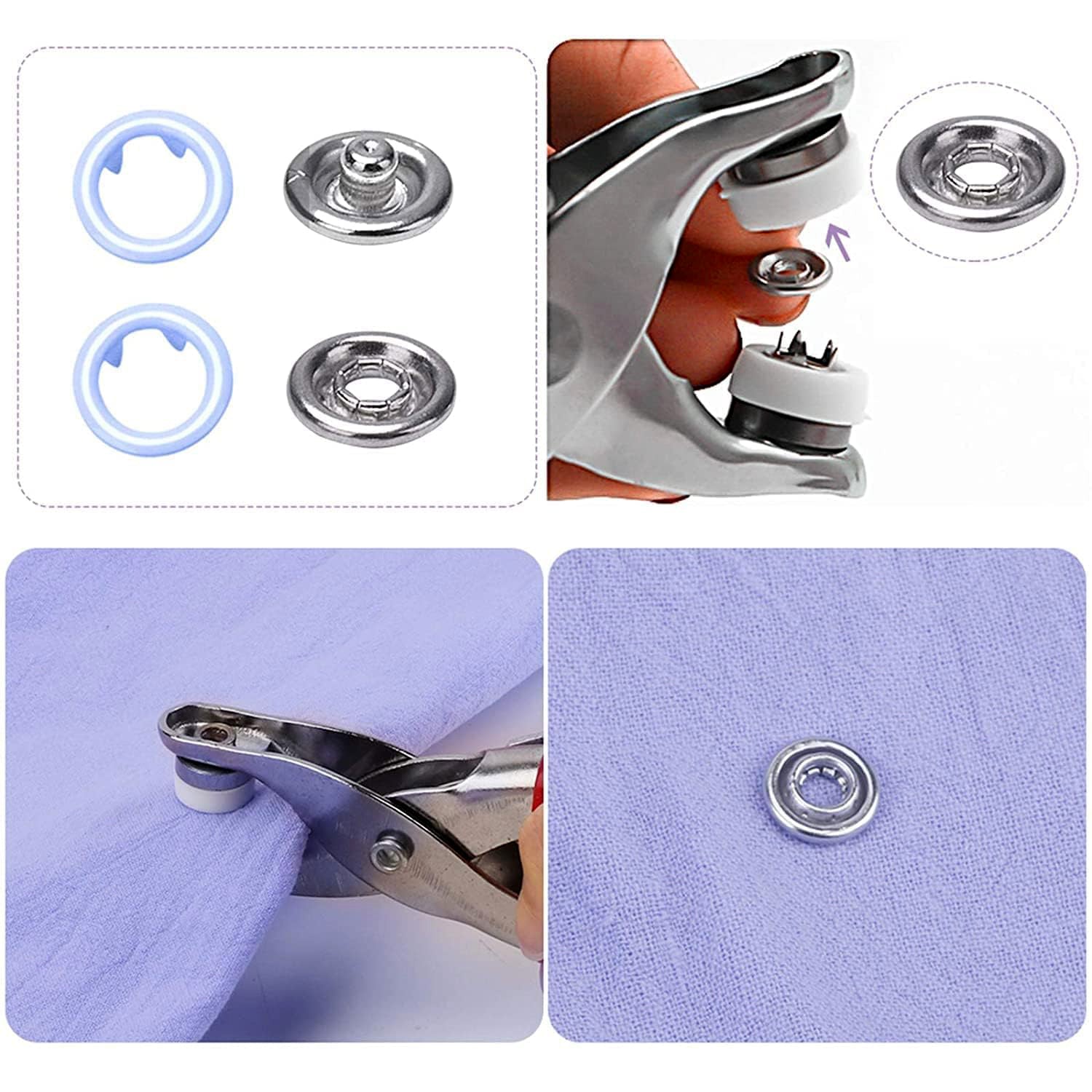 Close-up of heavy duty snap button plier showing non-slip handles