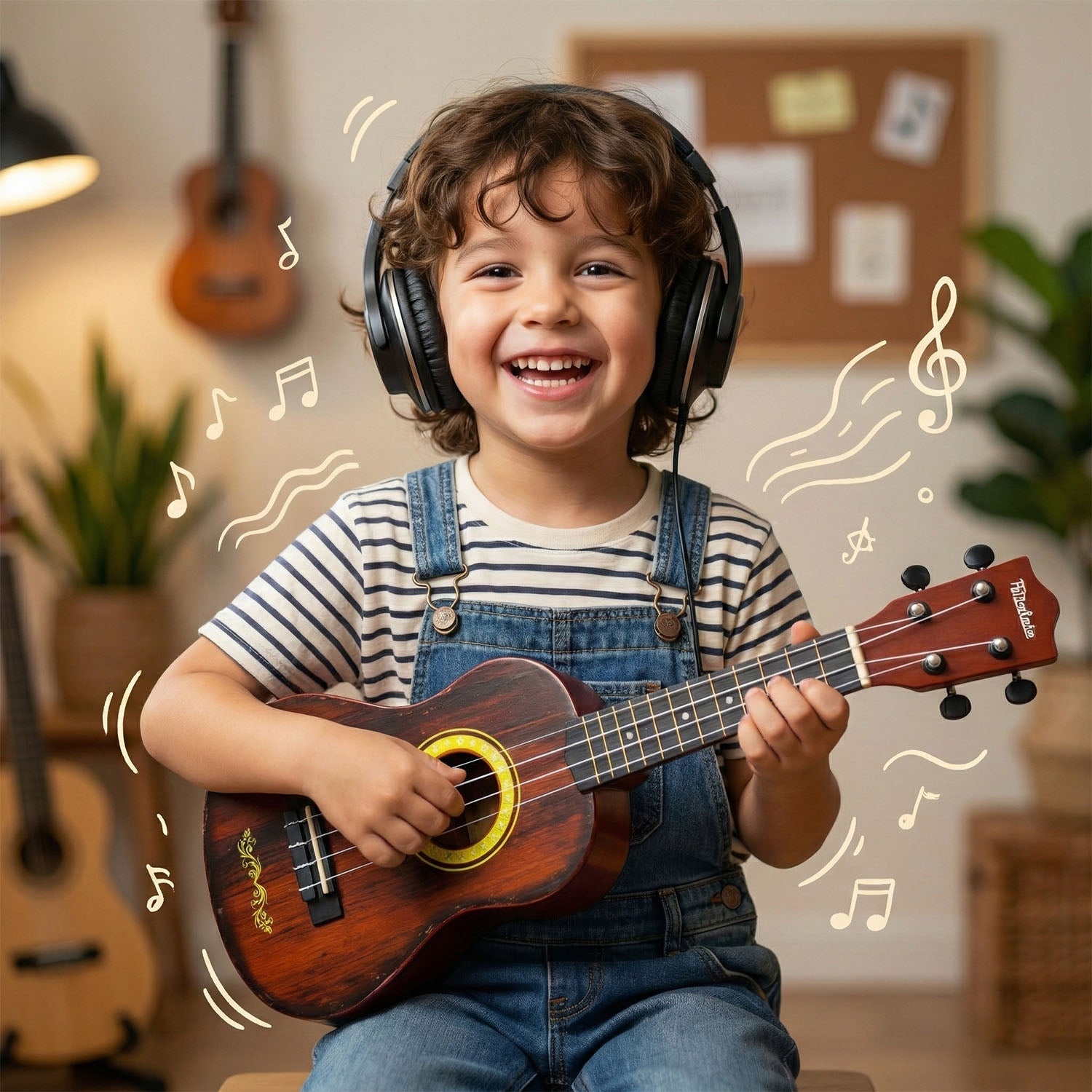 Kids wooden ukulele offering clear acoustic sound for learning