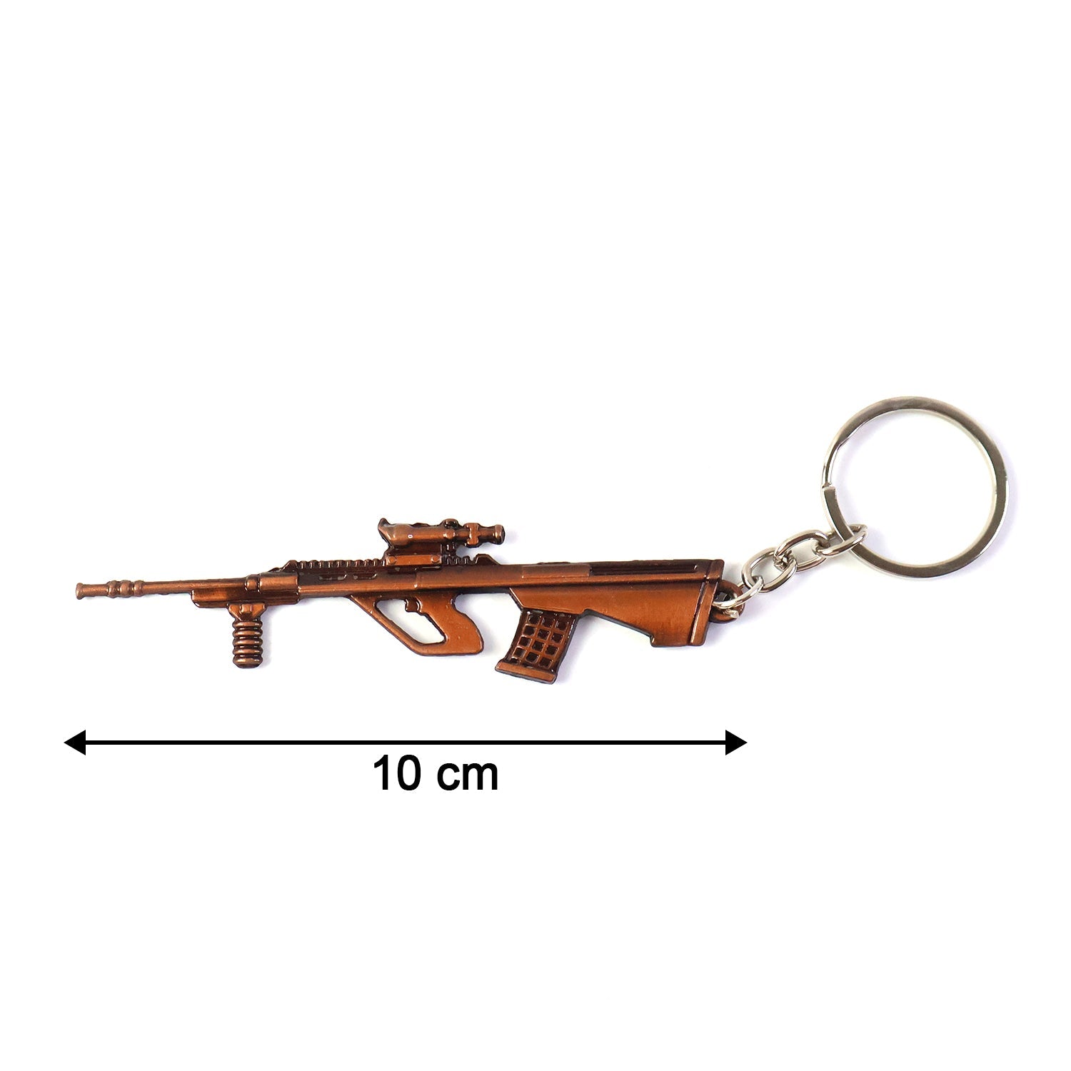 Decorative gun-shaped metal keychain in vintage style