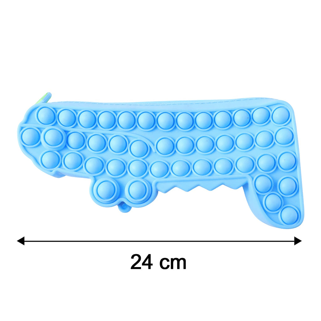 Size chart of crocodile Pop It silicone pencil pouch
