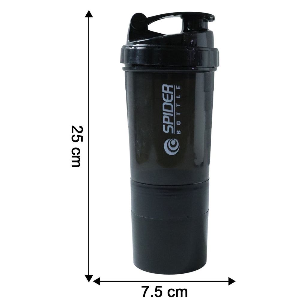 Size comparison showing compact 500ml protein shaker bottle