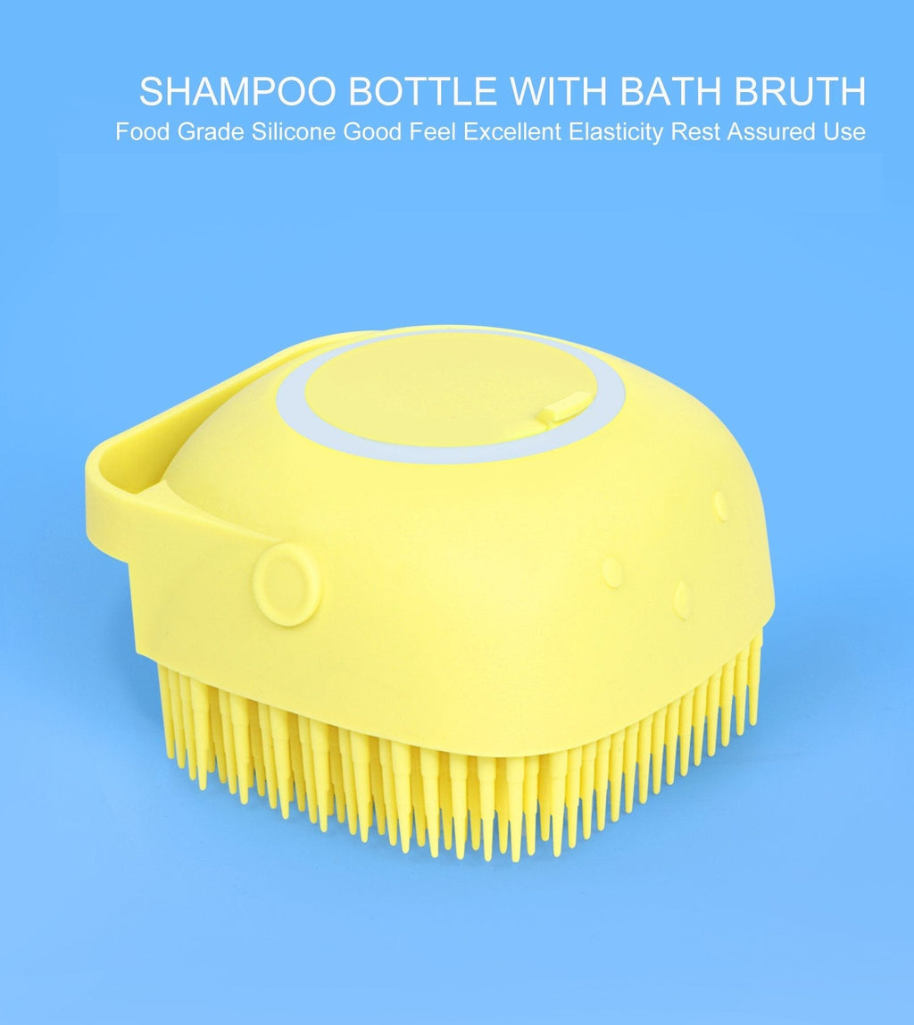 Silicone bath brush with a convenient hanging loop for quick air-drying.