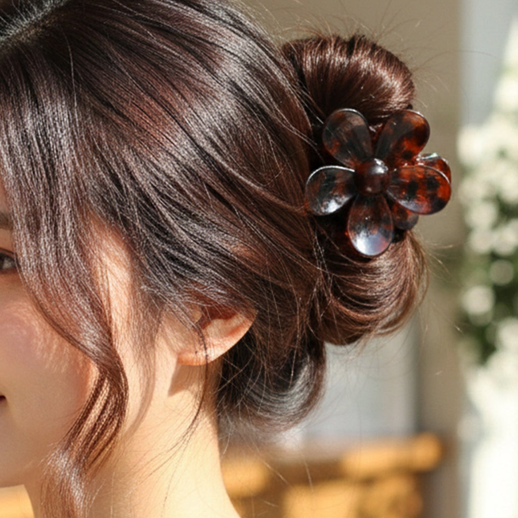 Detailed petal design on elegant plastic flower hair clip