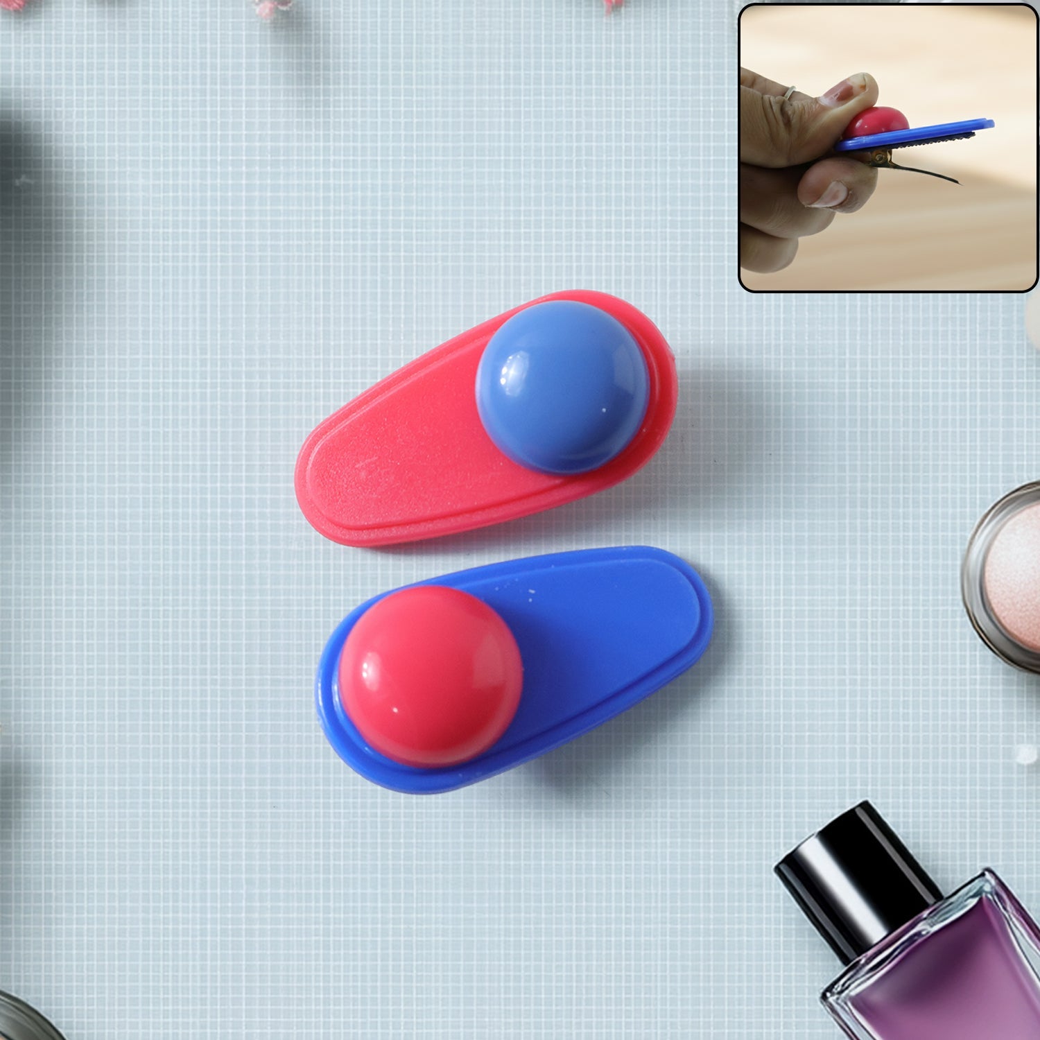 Close-up view of a rounded accent snap hair clip