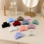 Large soft plush hair claw clip perfect for thick or curly hair
