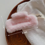 Variety of big plush faux fur hair claw clips for women and girls