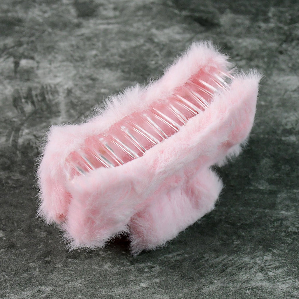 Fluffy faux fur hair claw clips set for stylish everyday looks