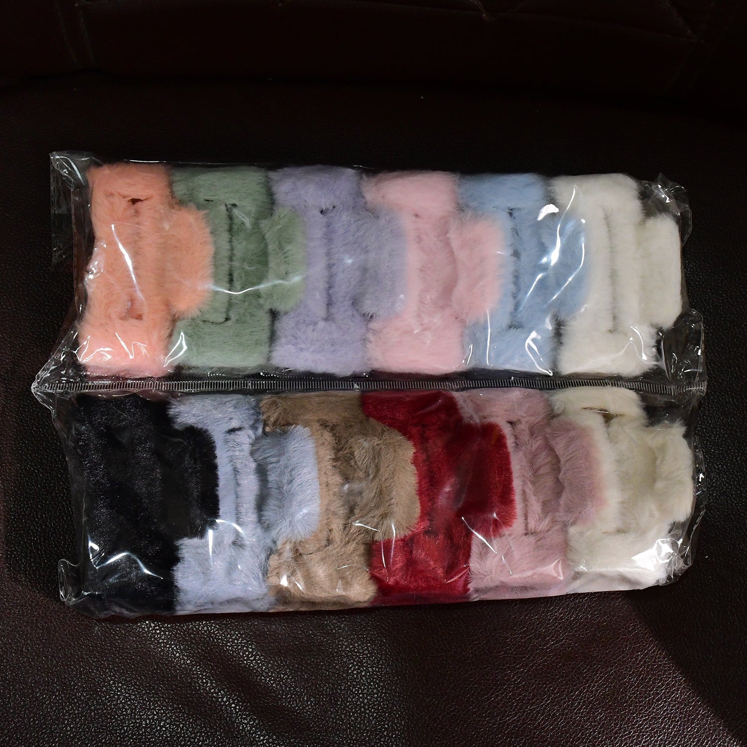 Colorful large faux fur hair claw clips stylish for office and parties
