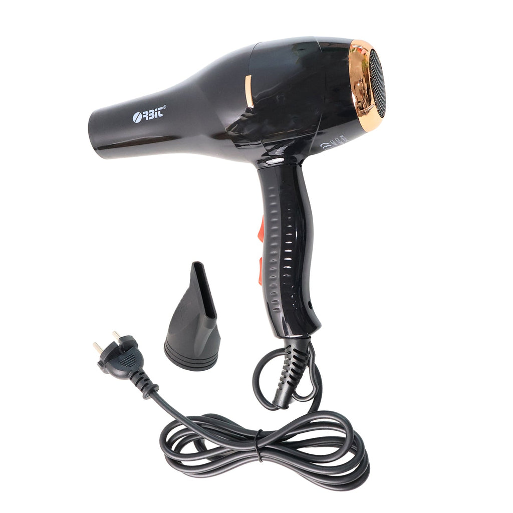 Salon quality hair dryer showing concentrator nozzle detail