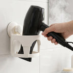 Compact suction cup hair dryer holder for bathroom