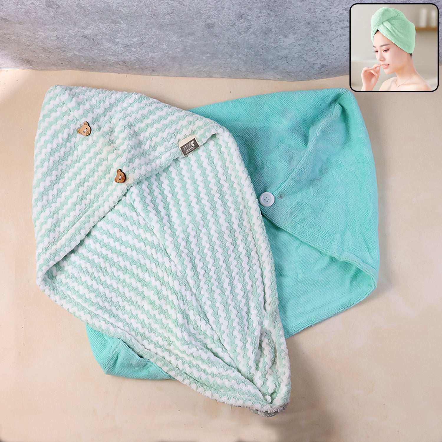 Absorbent hair wrap towel made from soft microfiber fabric