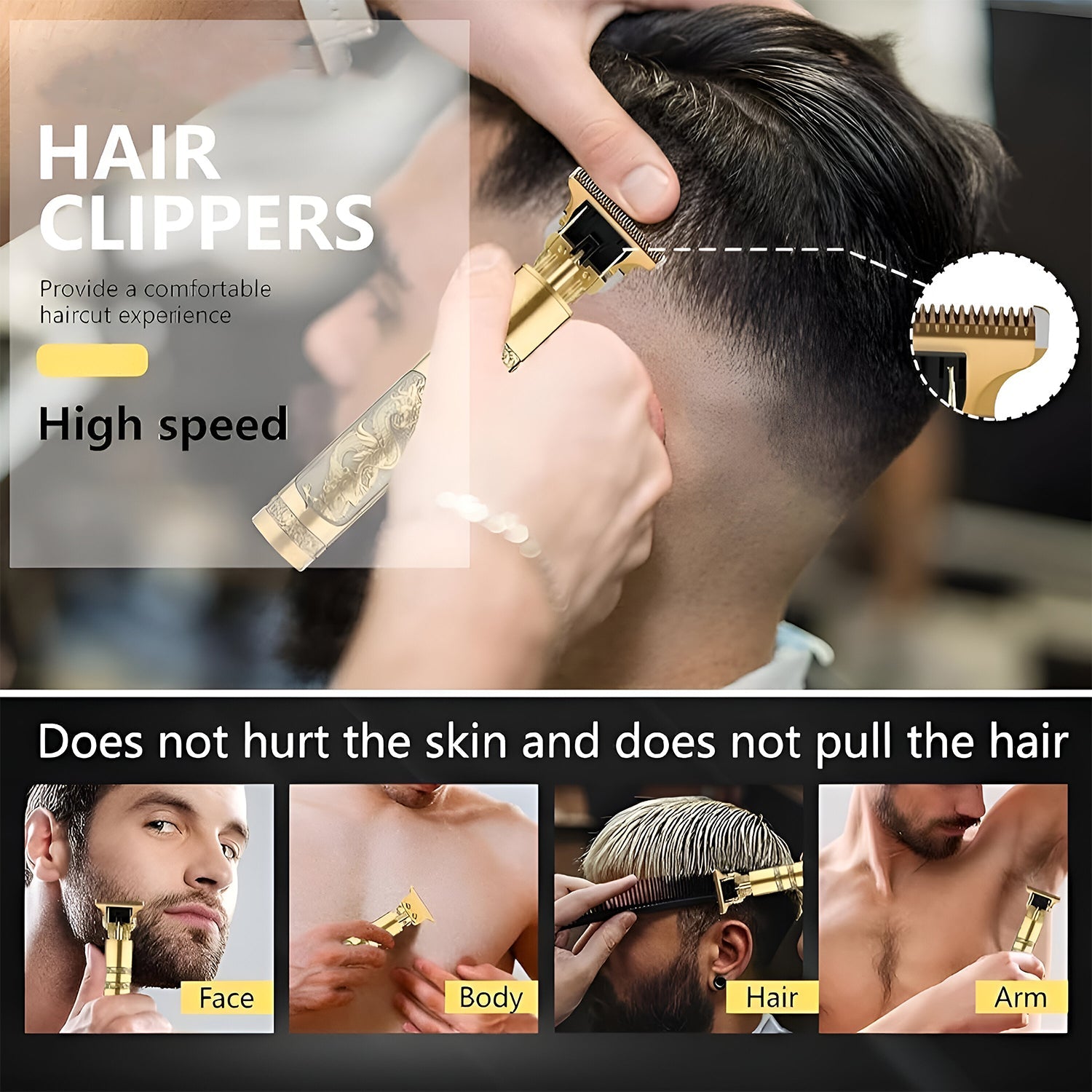 Close-up of electric hair trimmer with precision blade for men’s grooming