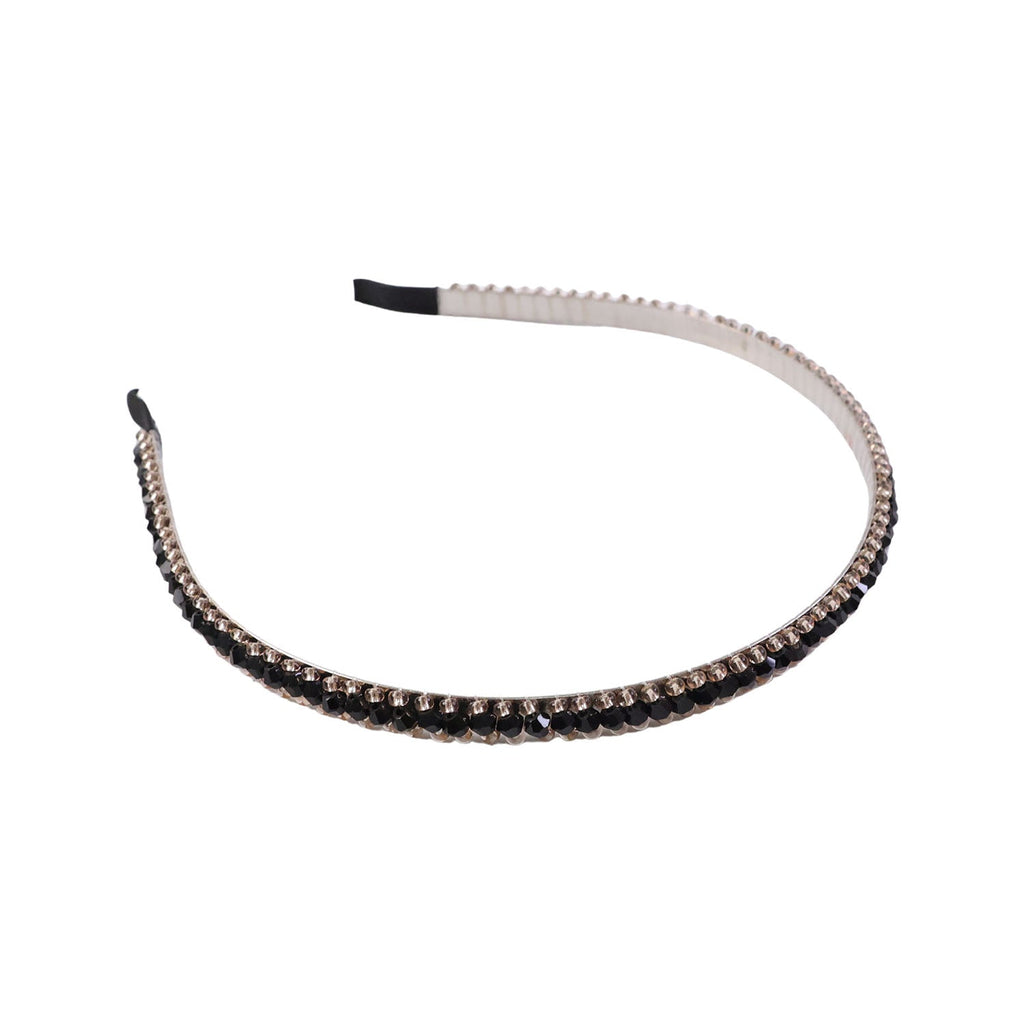 Decorative black metal headband with sparkling crystals