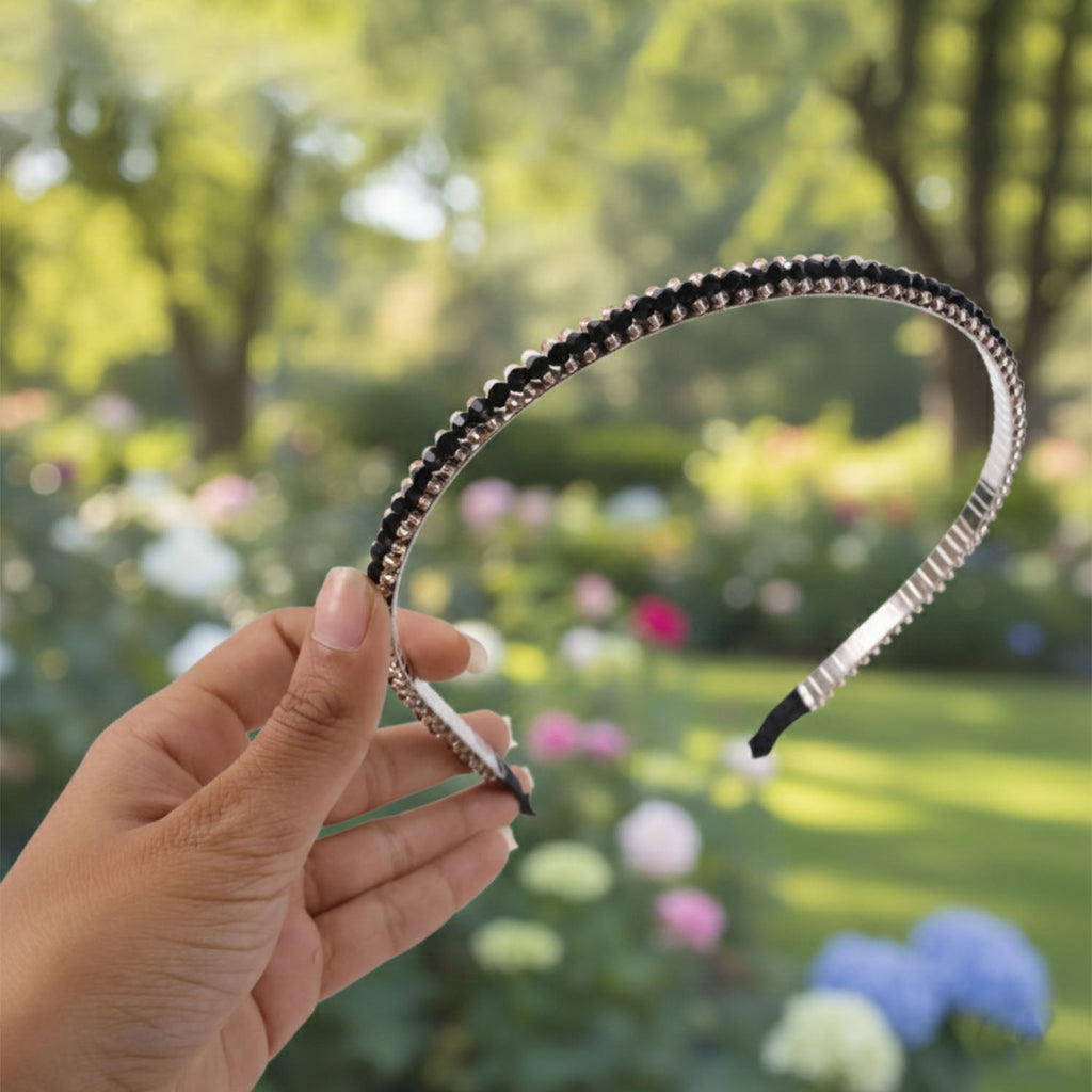 Trendy black crystal hair accessory for women and girls