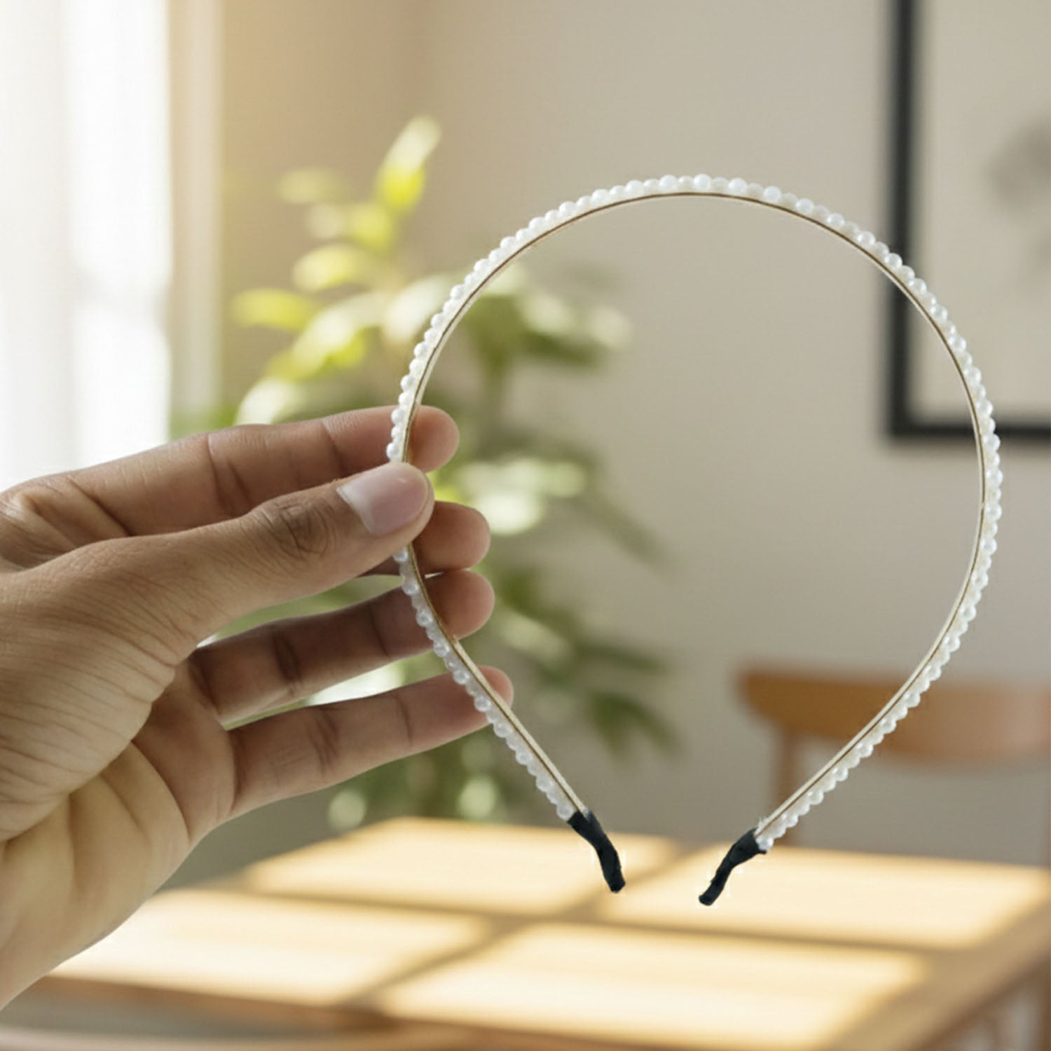 Party wear slim golden pearl headband accessory
