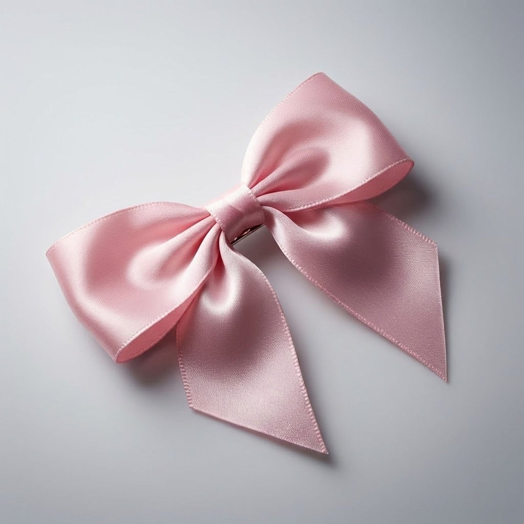 Satin hair bow clip showing smooth fabric and bow design for hair styling