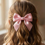 Decorative satin bow hair accessory with strong metal clip for secure hold