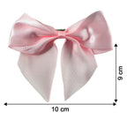 Size reference image of satin hair bow clip showing length and width dimensions