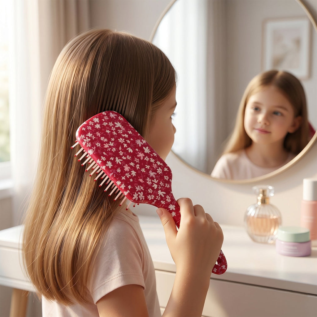 Kids hair brush with colorful cartoon character designs
