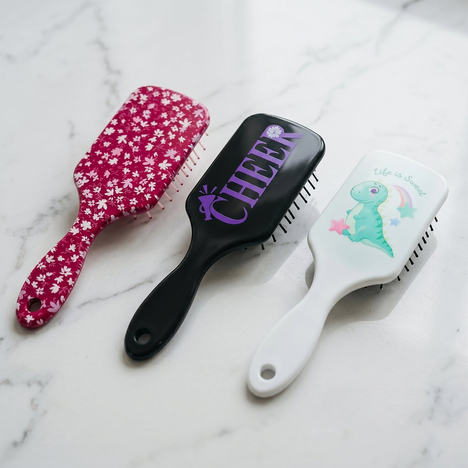 Assorted colorful hair brushes for children